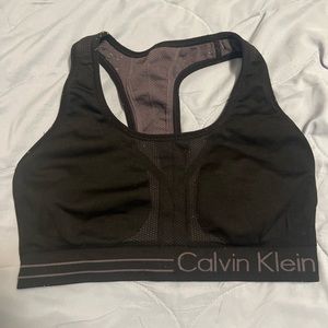 Calvin Klein Women's Performance Racerback Sports Bra Charcoal S